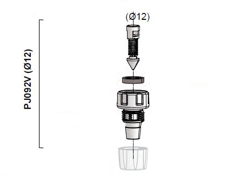 PJ092VVF - Teilbausatz Ventil + Dichtung + geripptes Endstück 12 x 16 VVF