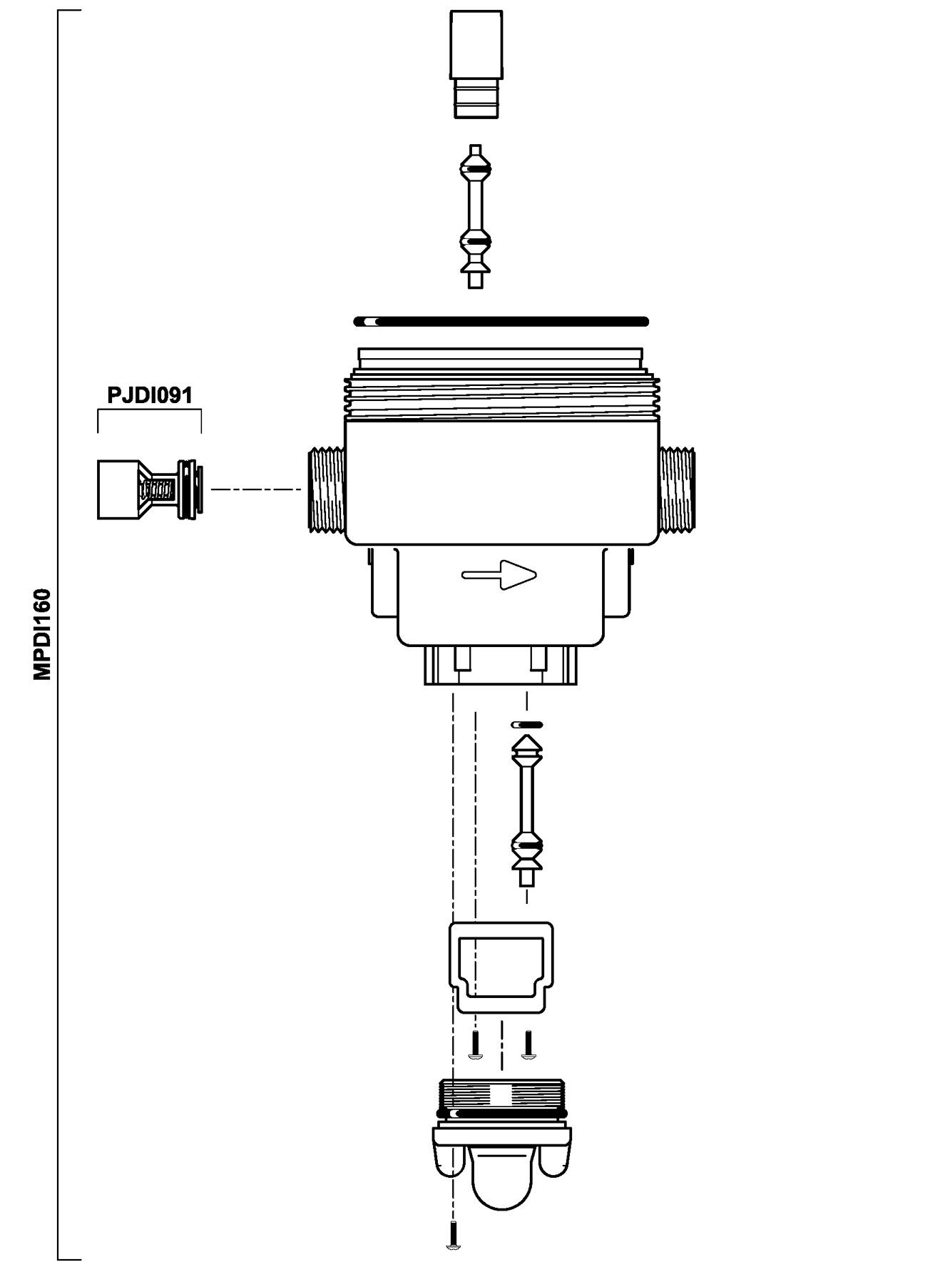 MPDI160VF - Deckel mit Entlüftung + Gehäuse + Bypass-Schalter D07 Serie