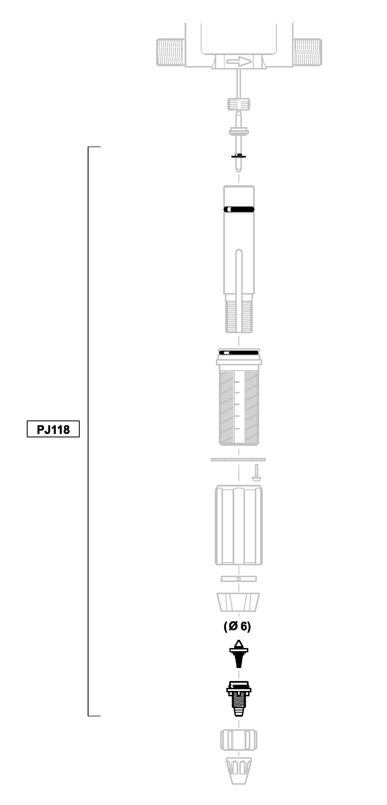 PJ118VF - Bausatz Dosierdichtungen + Ventil + geripptes Endstück D25RE1500VF