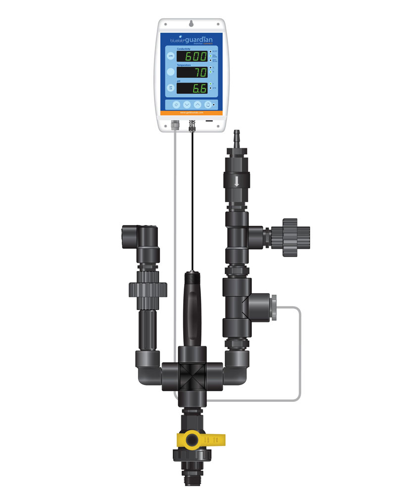 GrowSet Auslass mit Messtrecke für EC und pH