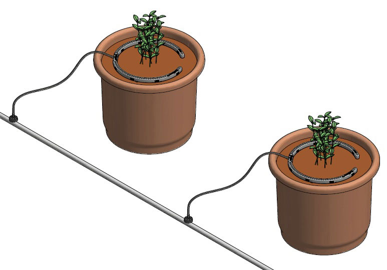 Bewässerungsset mit NetBow Tropfbogen 12cm für 10 Topfpflanzen